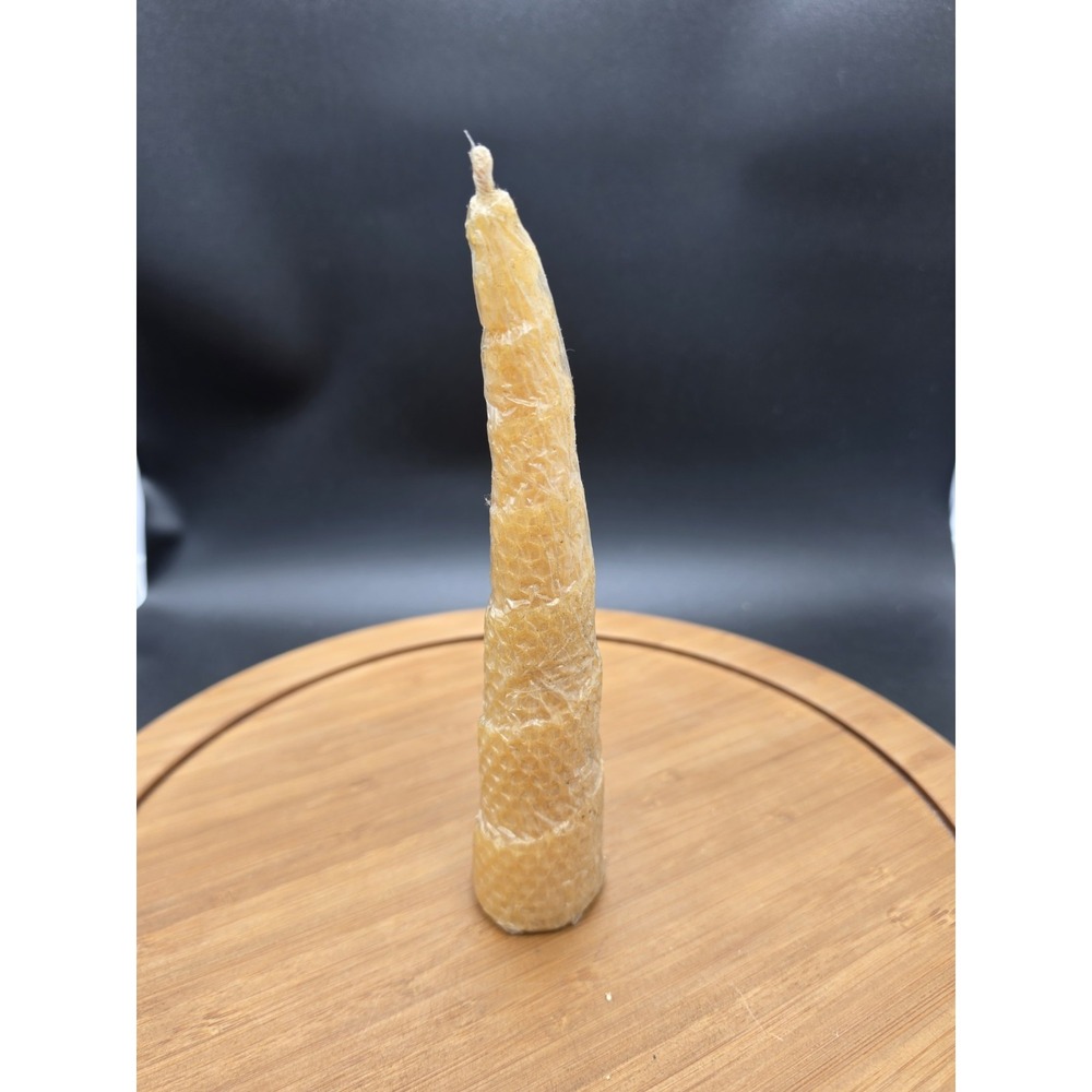 Handcrafted Honeycomb Beeswax Taper Candle Primitive Folk Art Unfired Gold Wax